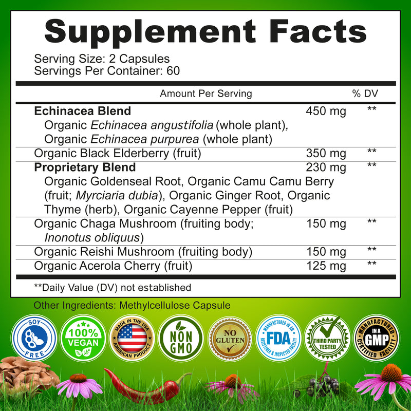 Echinacea complex supplement facts table