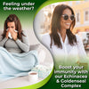 Photo of a woman sick with a cold on one side, and a healthy woman on the other side