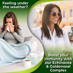 Photo of a woman sick with a cold on one side, and a healthy woman on the other side