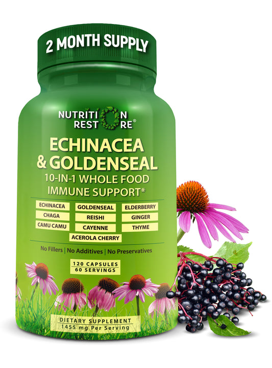 Bottle of echinacea goldenseal complex, made from organic ingredients