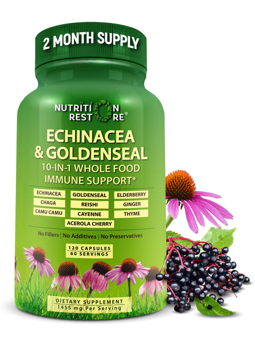 Bottle of echinacea goldenseal complex, made from organic ingredients